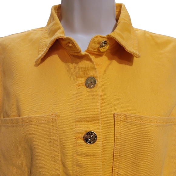 NWT Only Cut Out Dress M Denim Orange Closes with Metal Buttons in Front - Picture 2 of 13